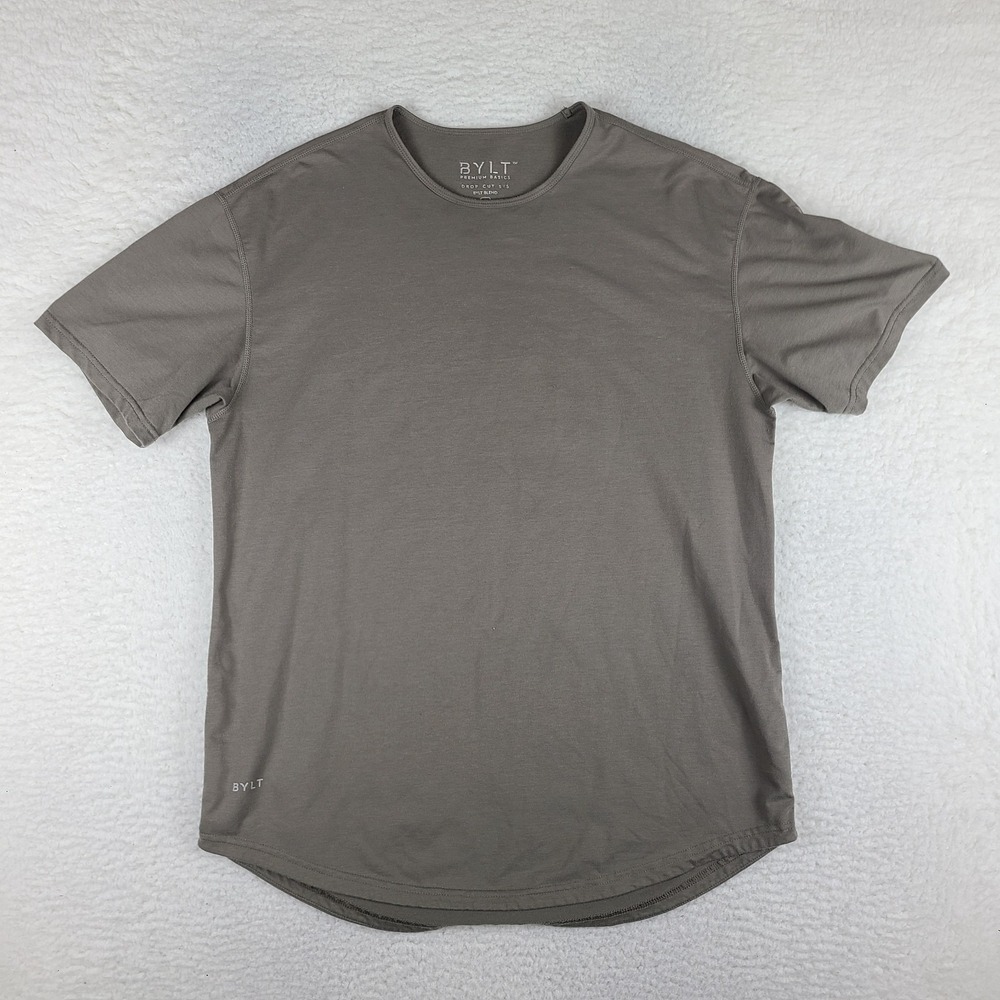 BYLT Premium Basics Shirt Mens XL Taupe Brown Drop Cut Blend Crewneck T-Shirt